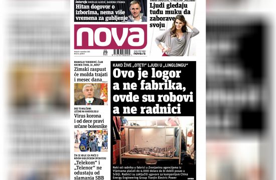 Nova, naslovna za petak, 19. novembar, broj 122, dnevne novine Nova, dnevni list Nova Nova.rs