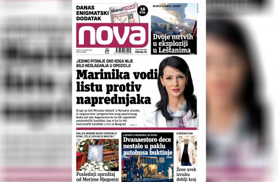 Nova, naslovna za sredu, 24. novembar, broj 126, dnevne novine Nova, dnevni list Nova Nova.rs