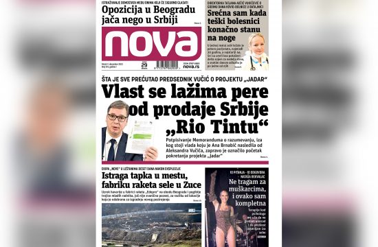 Naslovna strana dnevnih novina Nova za petak 03. decembar 2021.godine