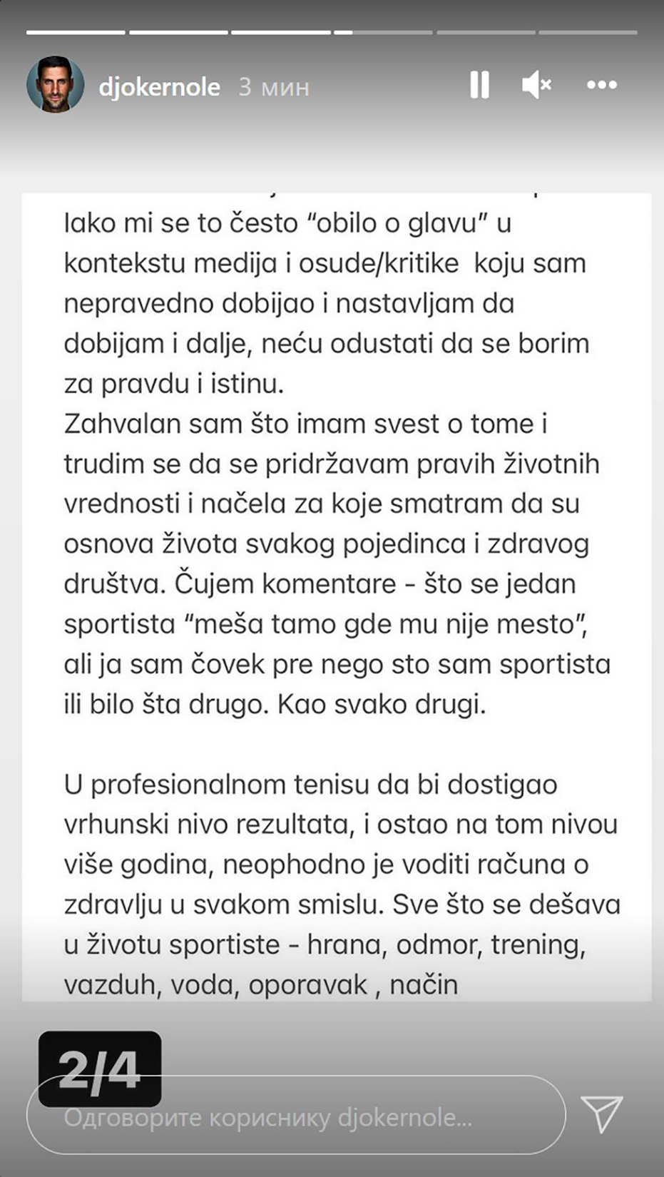 Pismo Novaka Đokovića