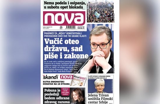 Naslovna strana dnevnih novina Nova za utorak 07. decembar 2021. godine
