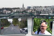 Panorama Beograda Goran Vesic sa lemurom na glavi i Splitska ulica u Beogradu