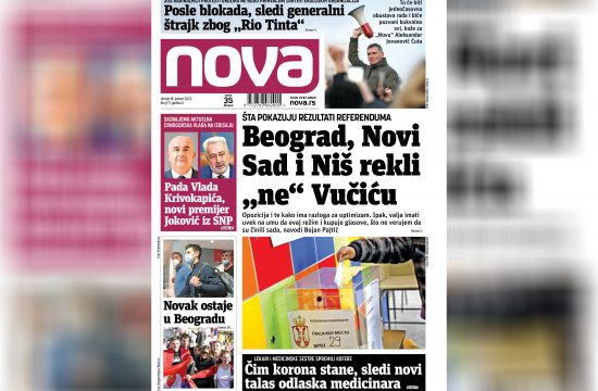 Nova, naslovna za utorak, 18. januar 2022. broj 171, dnevne novine Nova, dnevni list Nova Nova.rs