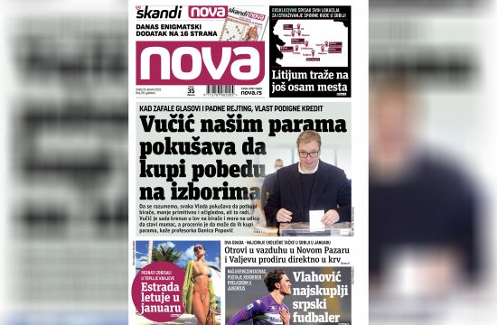 Nova, naslovna za sredu, 26. januar 2022. broj 178, dnevne novine Nova, dnevni list Nova Nova.rs