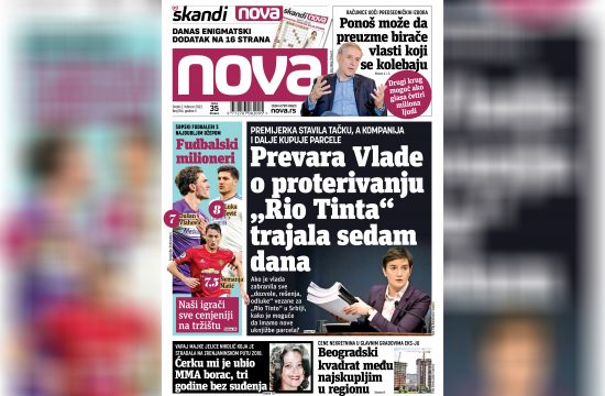 Nova, naslovna za sredu, 02. februar 2022. broj 184, dnevne novine Nova, dnevni list Nova Nova.rs