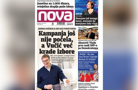 Naslovna strana dnevnih novina Nova za ponedeljak 07. februar 2022. godine