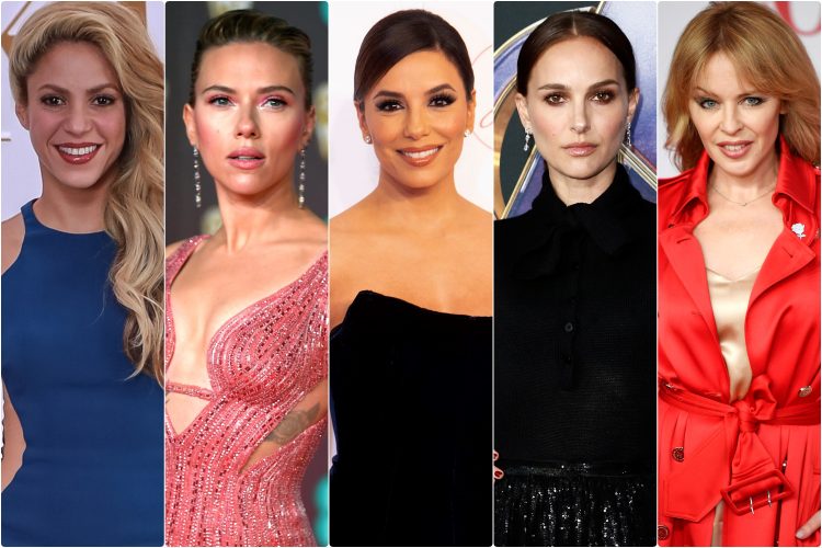 Sakira, Skarlet Johanson, Eva Longoria, Natali Portman, Kajli Minog