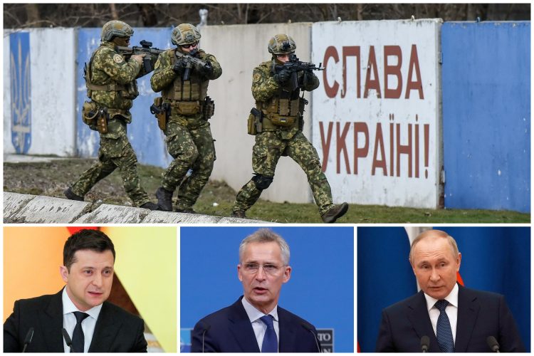 Ukrajina, vojska, Vladimir Zelenski, Jens Stoltenberg i Vladimir Putin