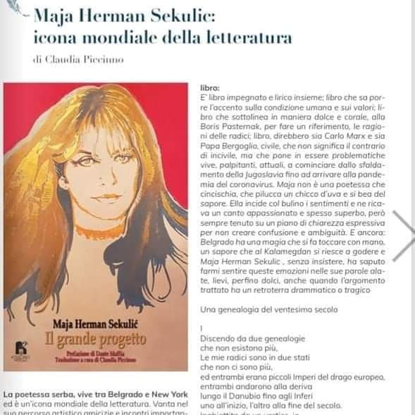 Nagrada i prevodi poezije i romana Maje Herman Sekulic - nova nagrada u Rimu i roman o Mileni na engleskom
