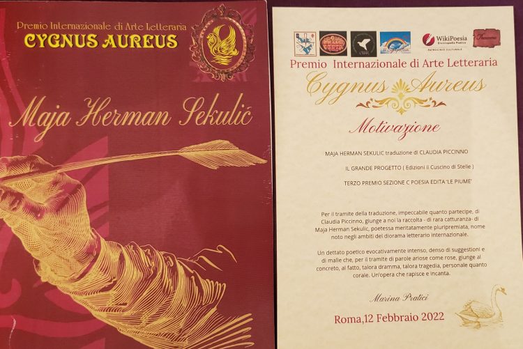 Nagrada i prevodi poezije i romana Maje Herman Sekulic - nova nagrada u Rimu i roman o Mileni na engleskom
