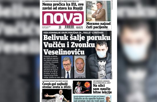 Naslovna strana dnevnih novina Nova za cetvrtak 10. mart 2022. godine