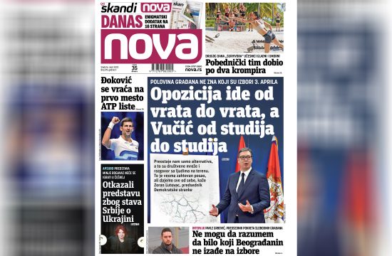 Nova, naslovna za sredu, 16. mart 2022. broj 219, dnevne novine Nova, dnevni list Nova Nova.rs