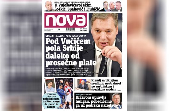 Nova, naslovna za sredu, 17. mart 2022. broj 220, dnevne novine Nova, dnevni list Nova Nova.rs