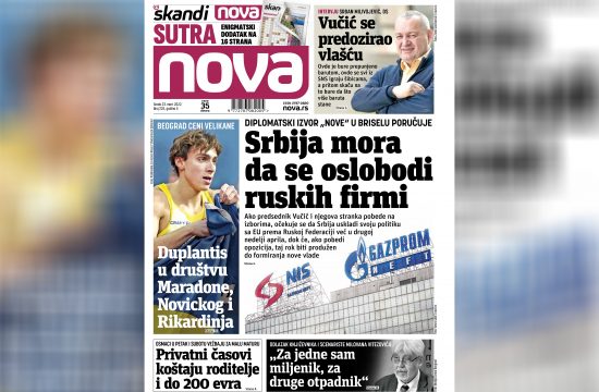 Nova, naslovna za sredu, 23. mart 2022. broj 225, dnevne novine Nova, dnevni list Nova Nova.rs