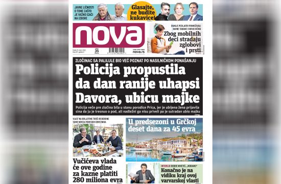 Nova, naslovna za petak, 25. mart 2022. broj 227, dnevne novine Nova, dnevni list Nova Nova.rs