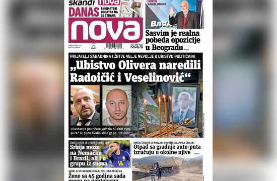 Naslovna strana dnevnih novina Nova za sredu 30. mart 2022. godine