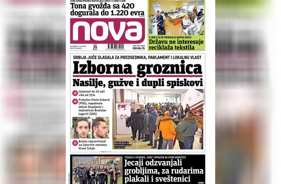 Nova, naslovna za ponedeljak. 04. april 2022. broj 234, dnevne novine Nova, dnevni list Nova Nova.rs