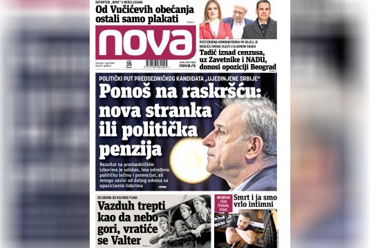 Nova, naslovna za četvrtak. 07. april 2022. broj 237, dnevne novine Nova, dnevni list Nova Nova.rs