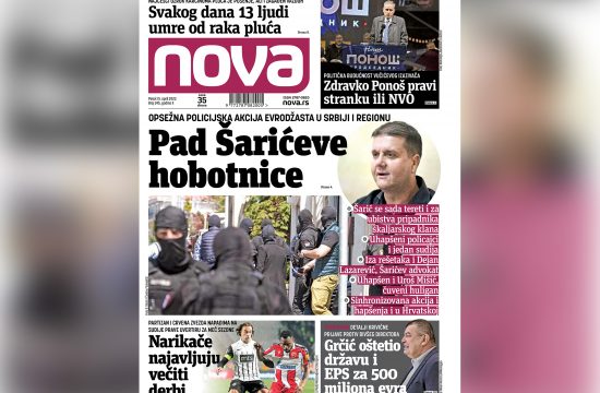 Naslovna strana dnevnih novina Nova za petak 15 april 2022. godine