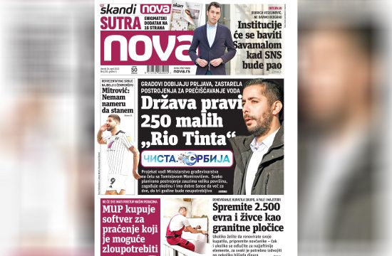 Nova, naslovna za utorak. 26. april 2022. broj 253, dnevne novine Nova, dnevni list Nova Nova.rs