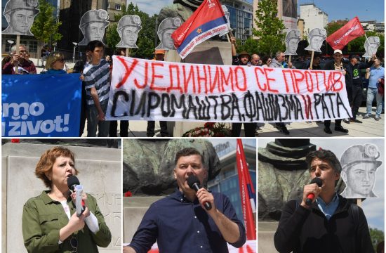 Protestna šetnja do Trga Slavija, Trg Slavija. Prvomajski protest koalicije Moramo na Trgu Nikole Pašića, prvomajski protest