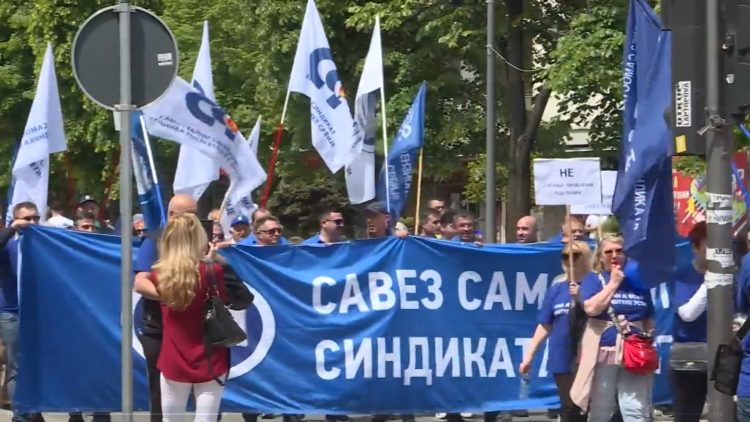 Leskovac Prvomajski protest u Leskovcu, Savez samostalnih sindikata, protestna šetnja