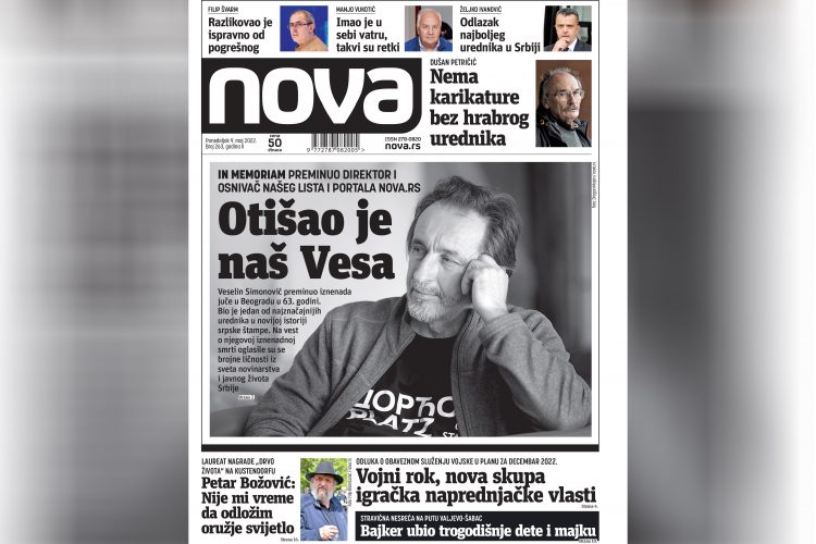 Nova, naslovna za ponedeljak. 09. maj 2022. broj 263, dnevne novine Nova, dnevni list Nova Nova.rs