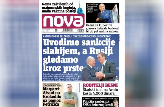 Nova, naslovna za utorak 24. maj 2022. broj 276, dnevne novine Nova, dnevni list Nova Nova.rs