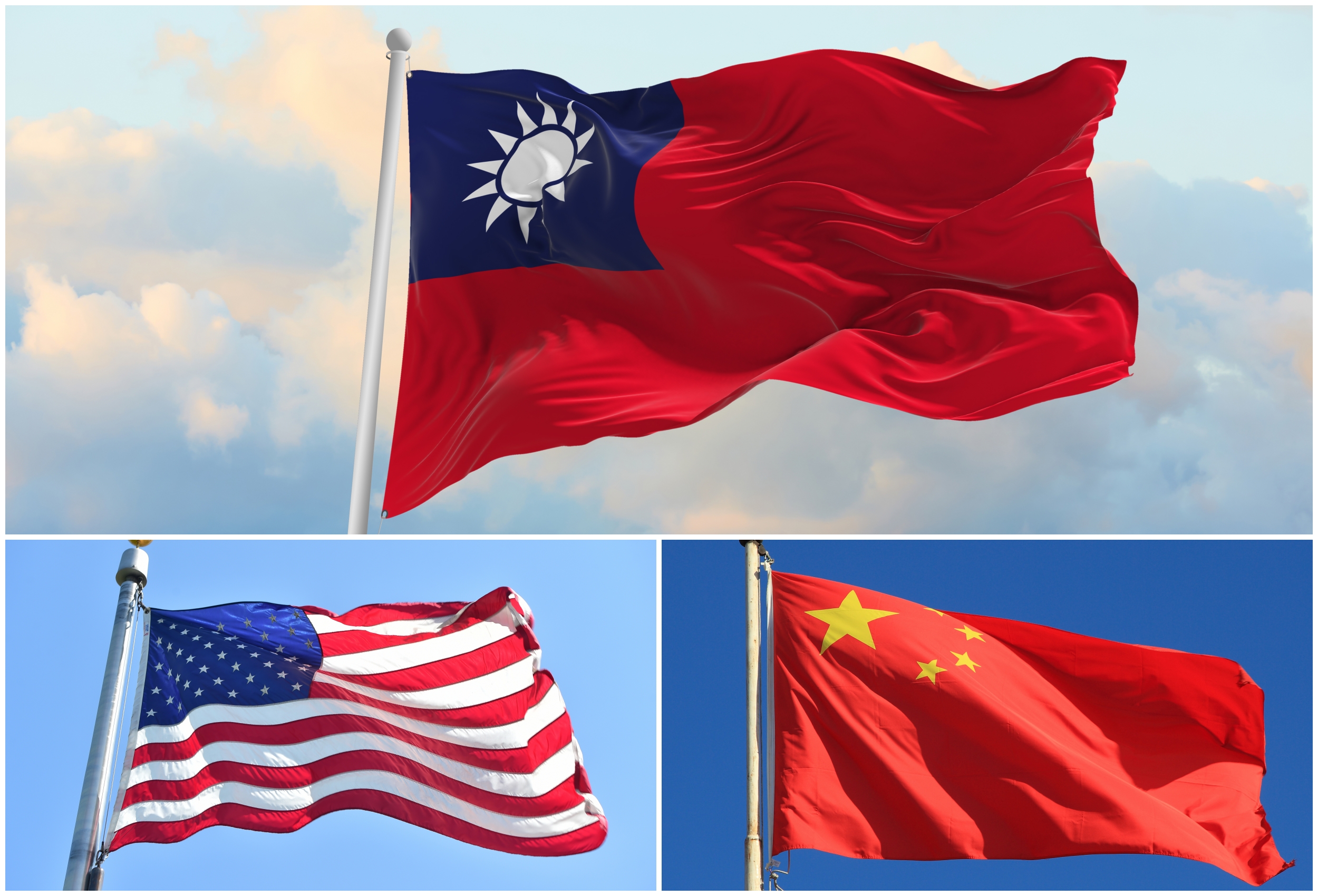 kineska zastava, zastava SAD i zastava tajvana