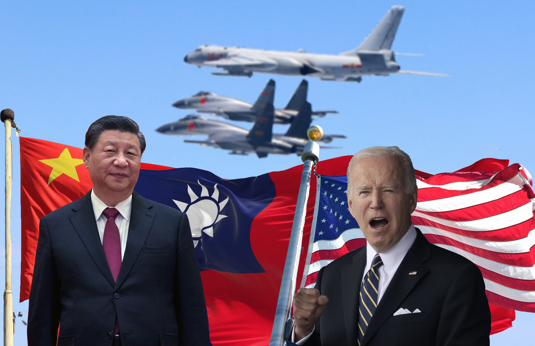 kombo zastava kine, tajvana i sad, džo bajden, si đinping, američki borbeni avion
