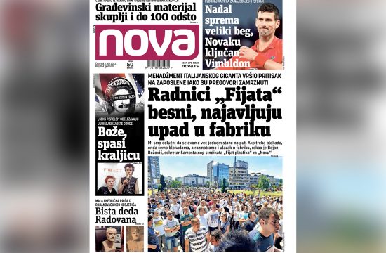 Naslovna strana dnevnih novina Nova za cetvrtak 02 jun 2022. godine