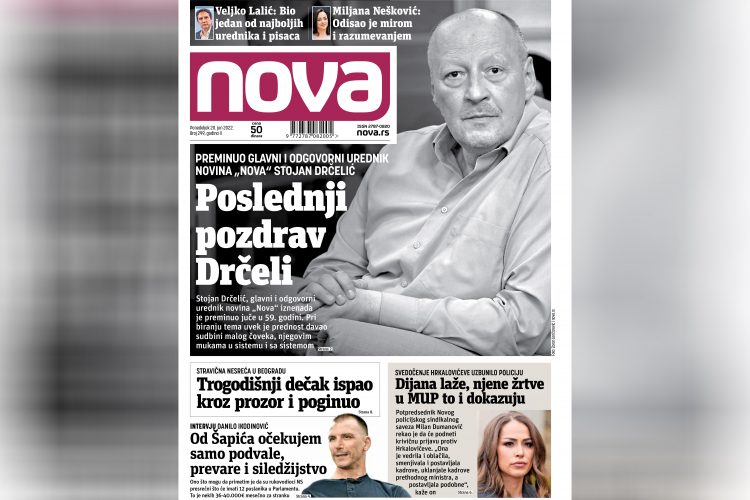 Nova, naslovna za ponedeljak 20. jun 2022. broj 299, dnevne novine Nova, dnevni list Nova Nova.rs