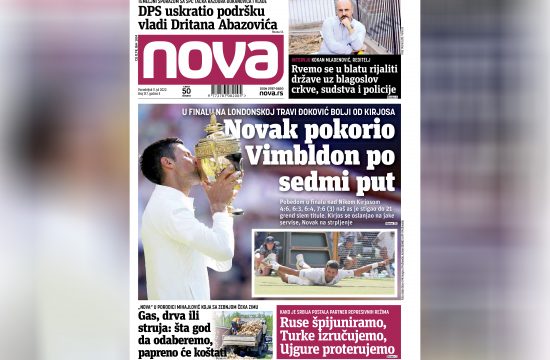 Nova, naslovna za ponedeljak 11. jul 2022. broj 317, dnevne novine Nova, dnevni list Nova Nova.rs