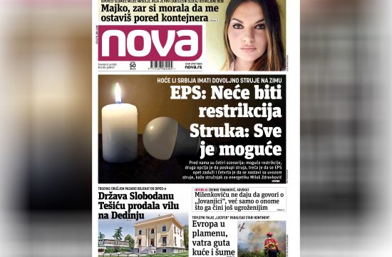 Nova, naslovna za četvrtak 21. jul 2022. broj 326, dnevne novine Nova, dnevni list Nova Nova.rs