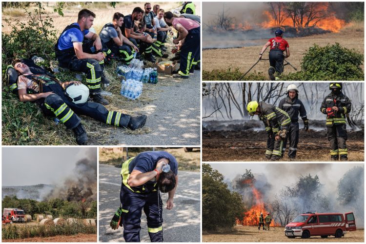 Slovenija, požar, vatrogasci, umorni vatrogasci