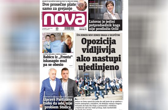 Nova, naslovna za ponedeljak 01. avgust 2022. broj 334, dnevne novine Nova, dnevni list Nova Nova.rs