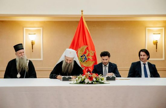 potpisivanje temeljnog ugovora dritan abazović patrijarh porifirije spc