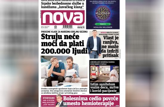 Nova, naslovna za petak 05. avgust 2022. broj 339, dnevne novine Nova, dnevni list Nova Nova.rs