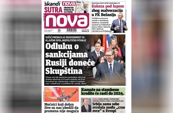 Nova, naslovna za utorak 09. avgust 2022. broj 342, dnevne novine Nova, dnevni list Nova Nova.rs