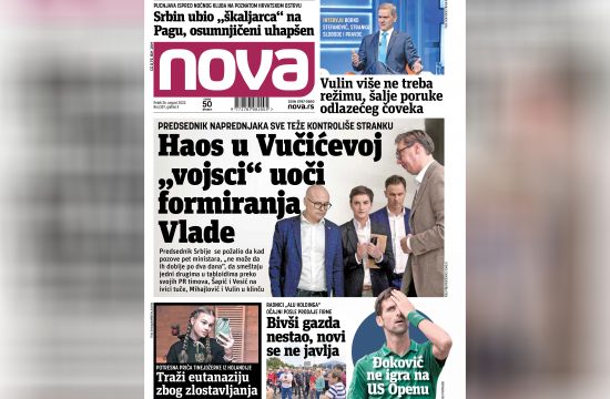 Nova, naslovna za petak 26. avgust 2022. broj 357, dnevne novine Nova, dnevni list Nova Nova.rs