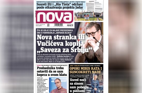 Nova, naslovna za četvrtak 01. septembar 2022. broj 362, dnevne novine Nova, dnevni list Nova Nova.rs