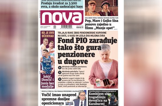 Nova, naslovna za petak 16. septembar 2022. broj 375, dnevne novine Nova, dnevni list Nova Nova.rs