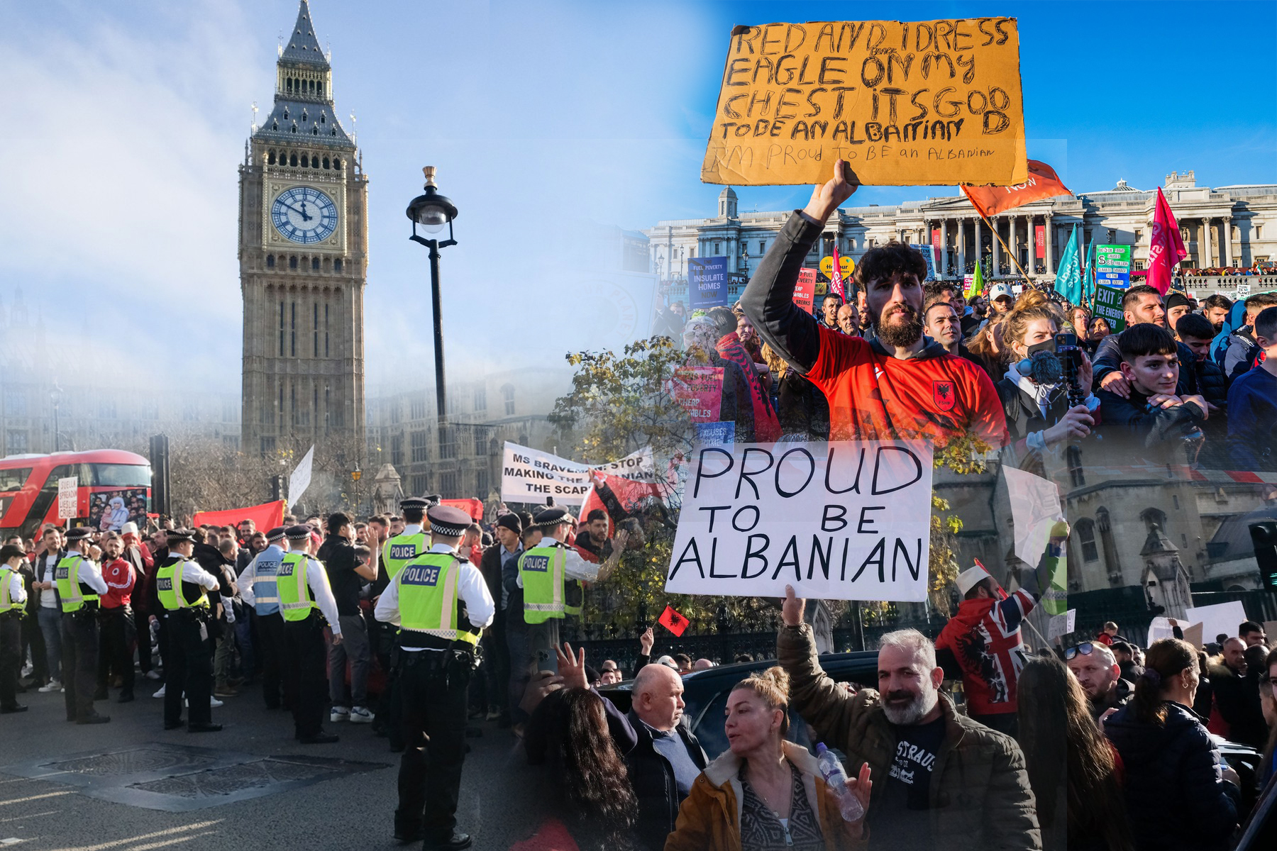 Albanci, protest, Engleska