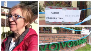 Aktivisti Šodroš kampa obmotali upravnu zgradu Vojvodina šuma