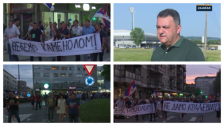 Aleksandar Jovanović Ćuta i Miroslav Aleksić u petak na protestu u Zaječaru