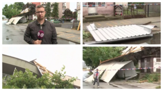Posledice jučerašnjeg nevremena u Šapcu: Razorni vetar nosio krovove sa zgrada i savijao stubove javne rasvete