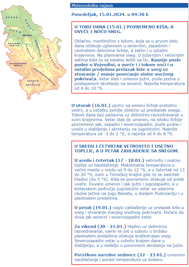 RHMZ Upravo Izbacio Novu Objavu: Spremite Se Za Sneg I Led, Danas ...