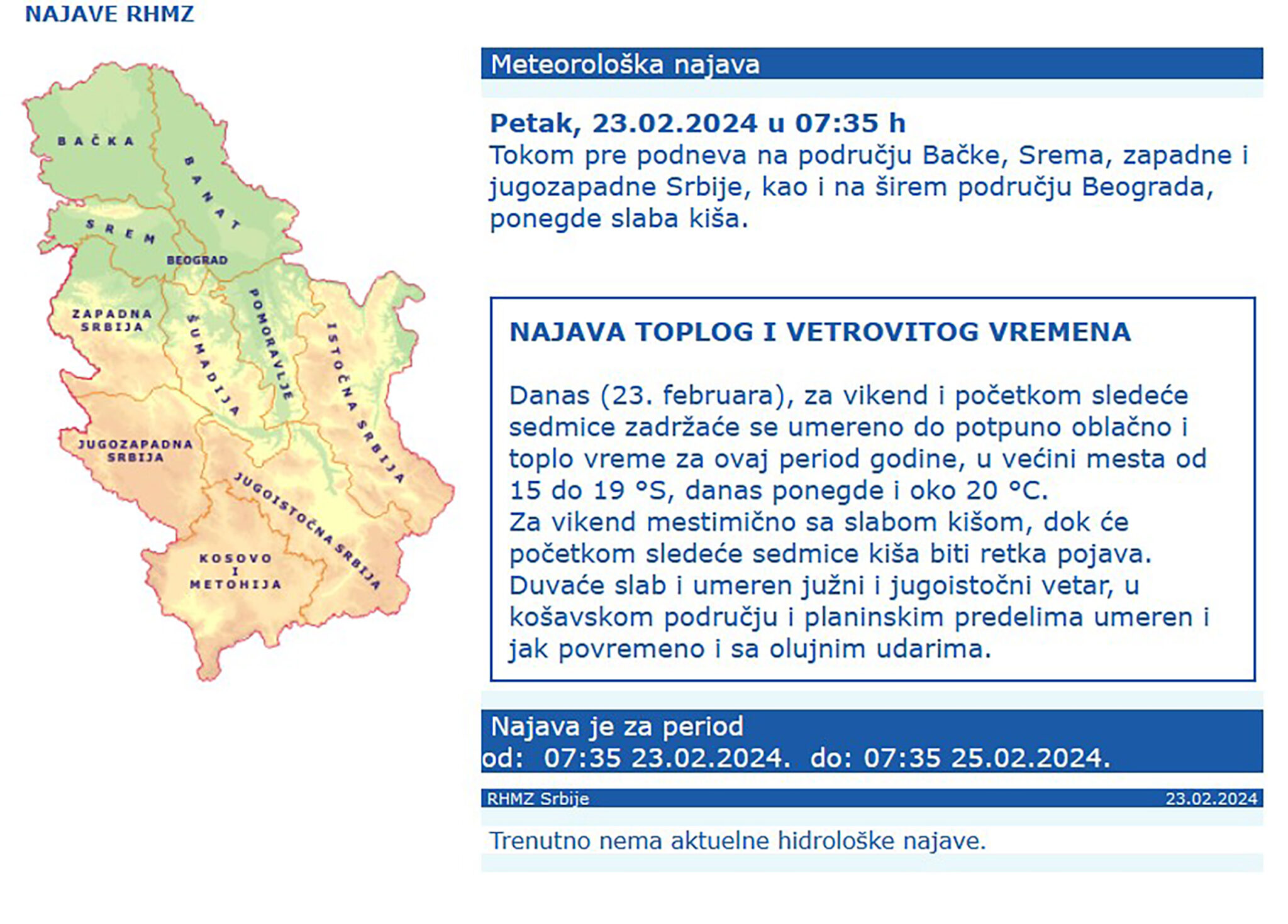 RHMZ Izbacio Novu Najavu I Upalio Meteoalarm Za Ove Krajeve