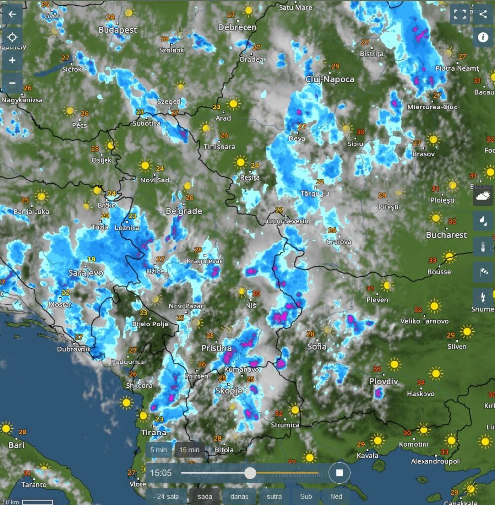 Vremenska prognoza, mapa, upozorenja i najave, najava, oluja, kiša, nevreme