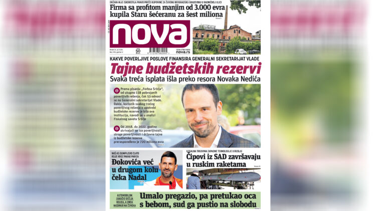 Nova, naslovna za petak 26. jun 2024. broj 943, dnevne novine Nova, dnevni list Nova, naslovna strana